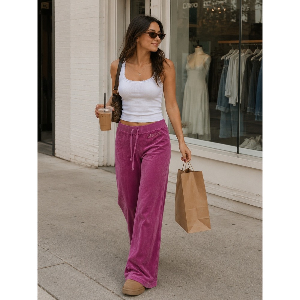 Juicy Couture Fuchsia Velour Track Pants